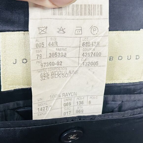 Joseph Abboud 44R Sport Coat Wool Silk Houndstooth Gray Blue Two Button - Picture 4 of 8